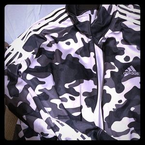 adidas black and white camo track jacket.
